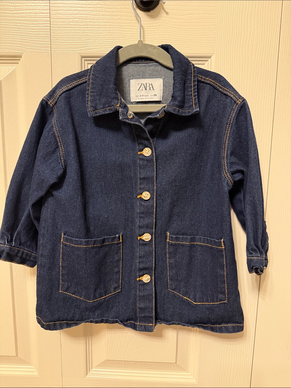 ZARA Toddler Boys Dark Blue Denim Shacket with Patch Pockets 2-3 years